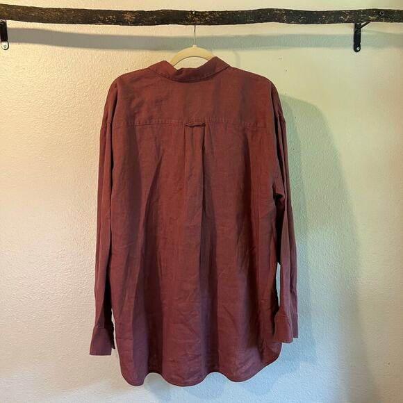 Athleta Tawny Rose Playa Linen Button Front Long Sleeve Oversized Shirt Size XL - Picture 5 of 14